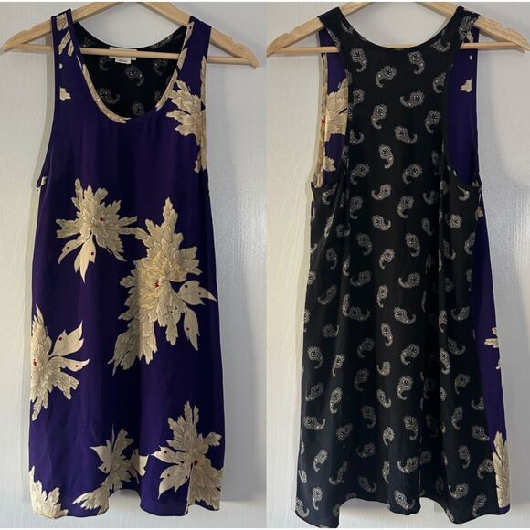 Zadig & Voltaire Silk Mini Dress Floral Front Skull Paisley Back Boho Rock Sz XS - Picture 1 of 8
